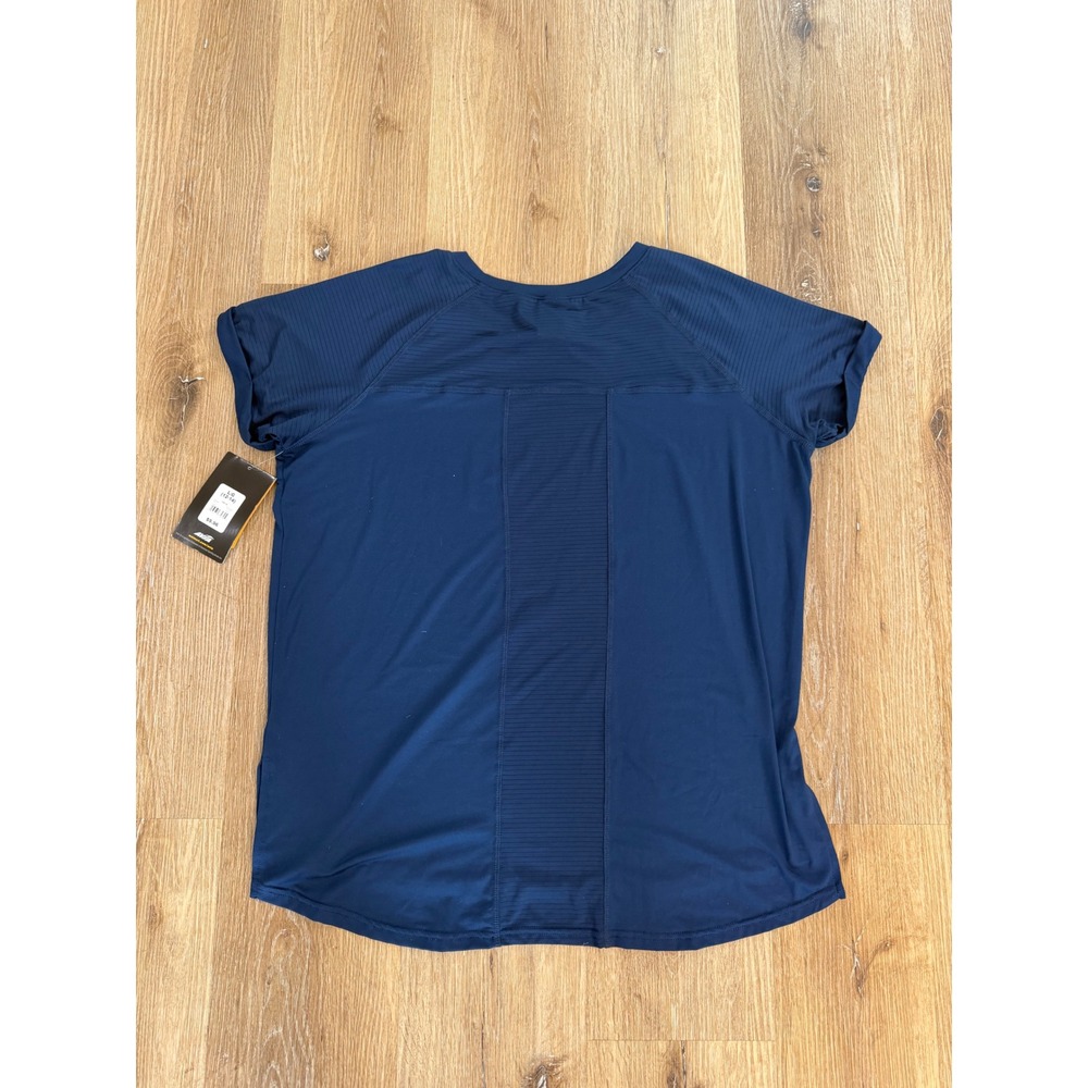 Avia Activewear Top Women L Blue Cove Short Sleeve Mesh Performance Shirt NEW - Picture 5 of 5